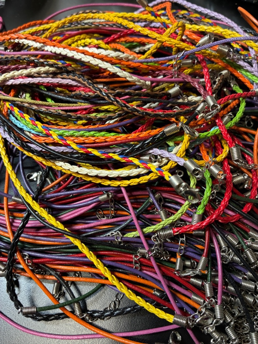 Assorted lot of Braided and straight 17 inch leather cord  Necklaces Multicolor